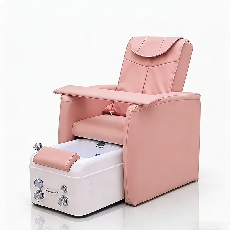 Modern Beauty Salon Furniture pink Foot Spa Bath Chair Luxury Electric Massage Pedicure Spa Chair with Discharge Pump
