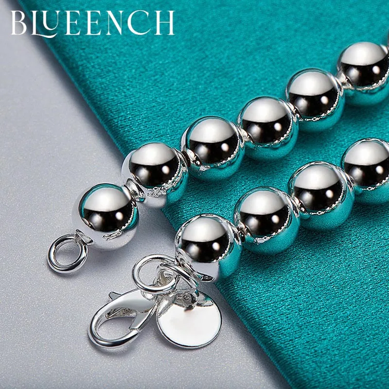 Blueench 925 Sterling Silver Ball Bracelet Women's Wedding Party Couple Fashion Charm Jewelry