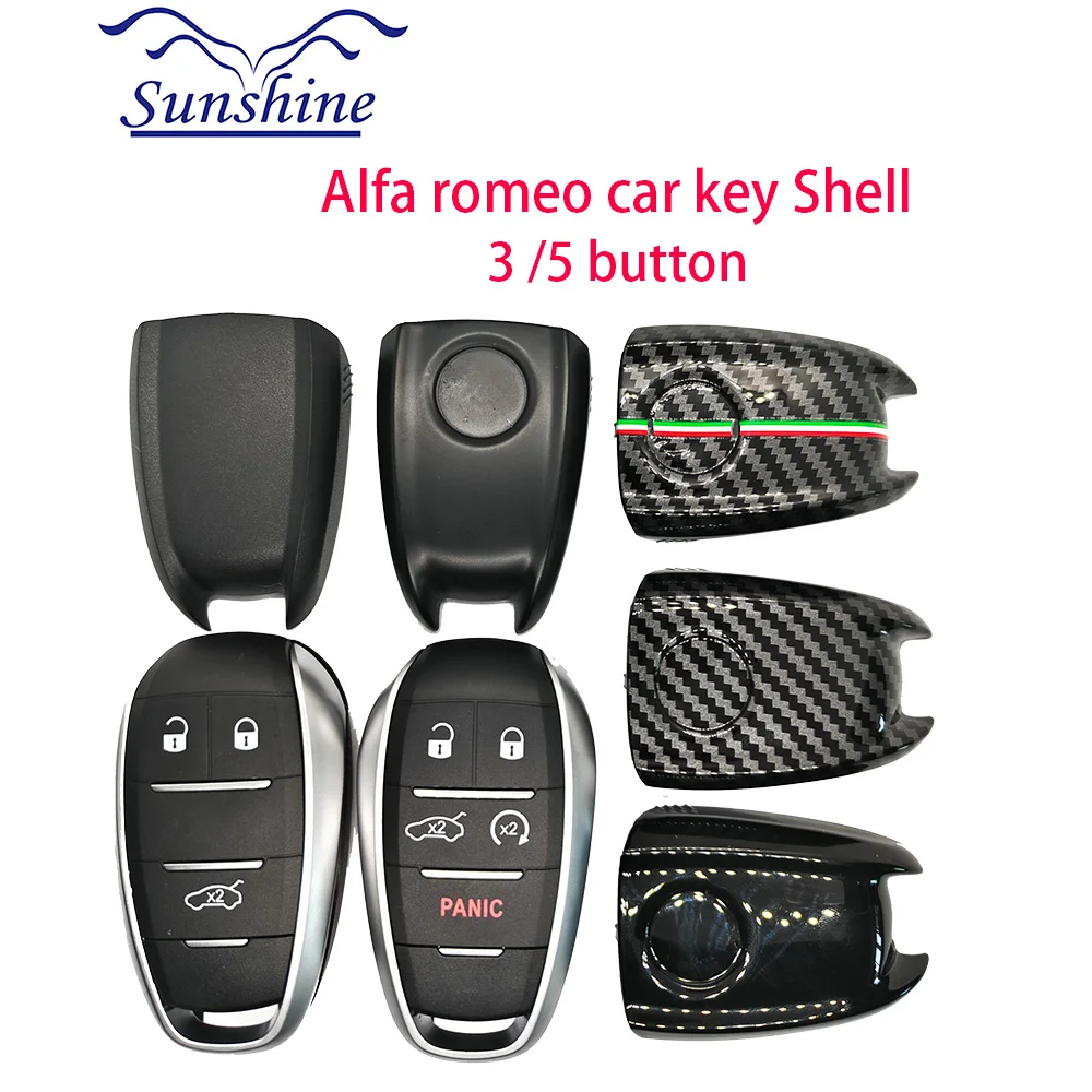 

Sunshine Car Key shell Replacement Key Case for Alfa Romeo Giulia Stelvio Tonale Carbon Fiber Style KR5ALFA434 for Alfa Romeo