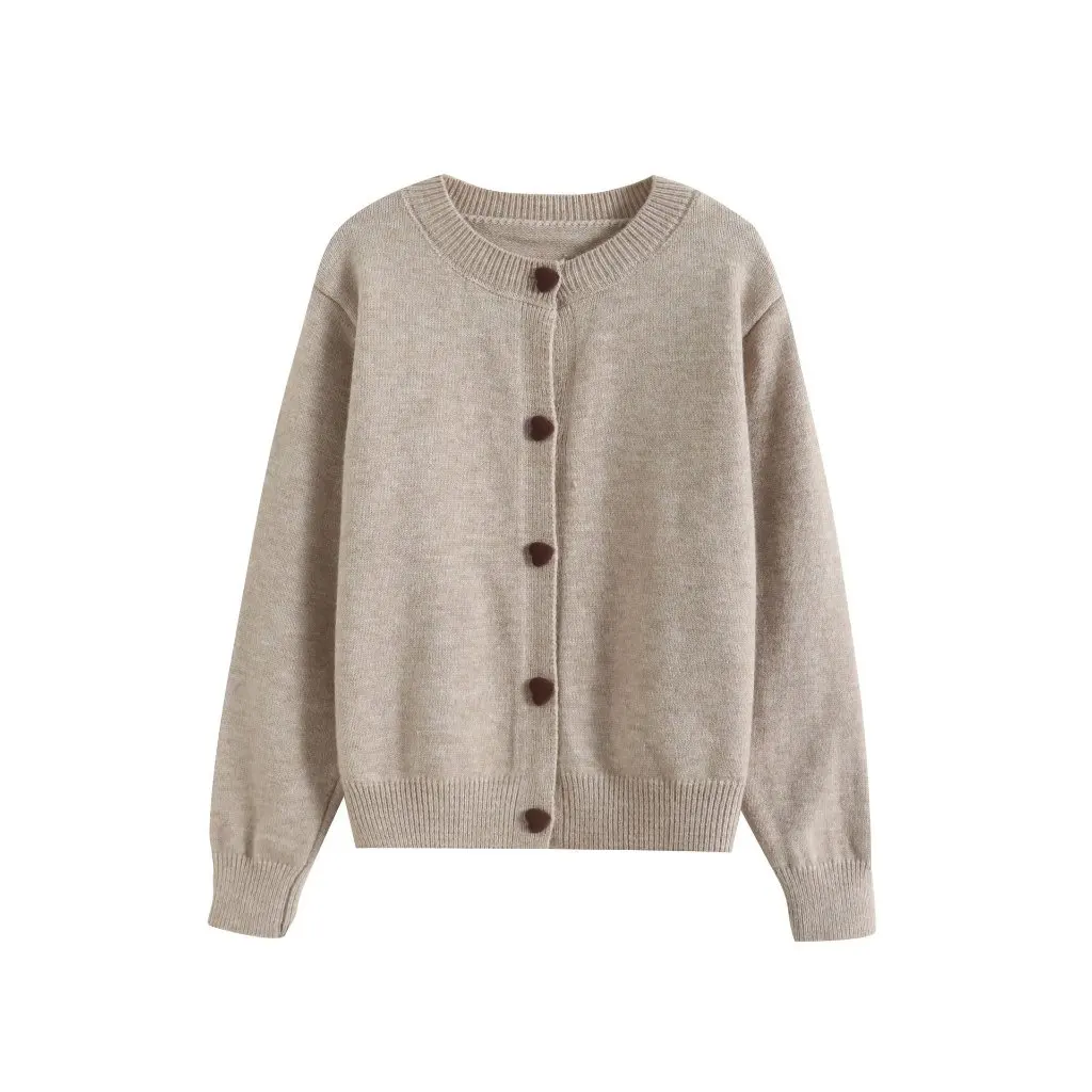 

Love Button Knitted Cardigan Korean Style Women's round Neck Autumn New Small Fresh Wholesale 00SY-66130