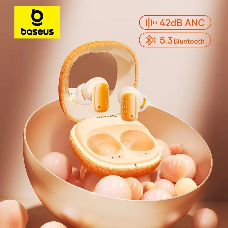 Baseus AirNora 2 ANC Earphone Bluetooth 5.3 Hybrid 42dB Active Noise Cancellation Wireless Headphone 3D Spatial Audio TWS Earbud