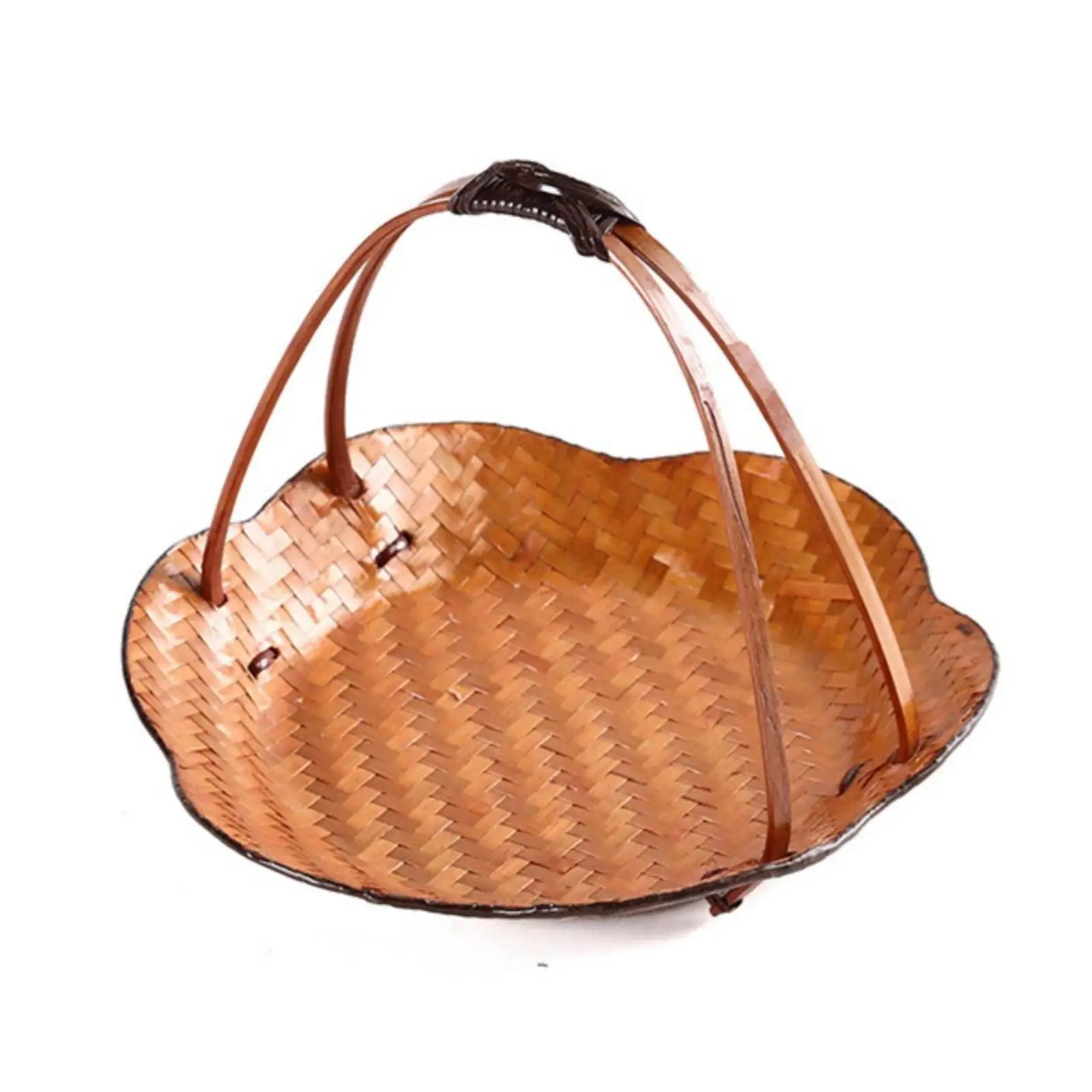 Elegant Bamboo Serving Tray Flower Rim Design for Pastries Fruits and Holiday Dining Table