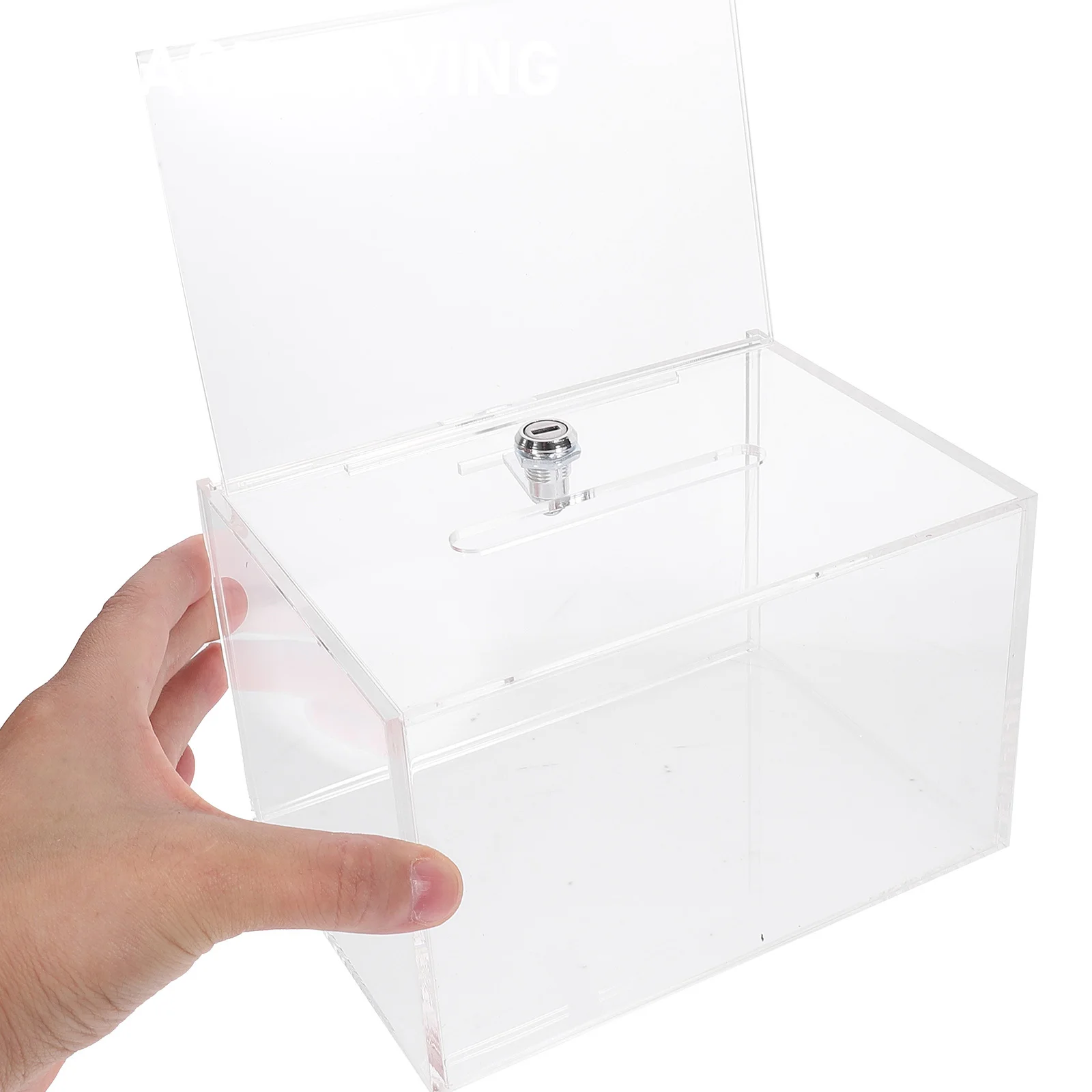 

1Set Clear Acrylic Donation Box with Lock for Fundraising Voting Suggestion Complain Letter Storage Public Ballot Collection