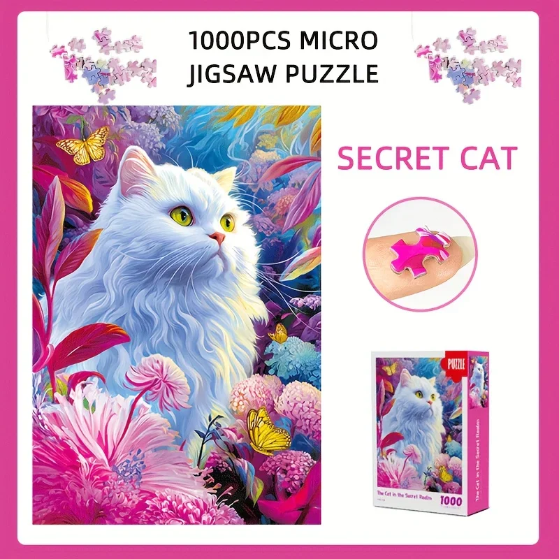 

1000pcs Miniature Cat in Wonderland Jigsaw Puzzle - 15x10.2 Inch (38x26cm) Adult Collectors Gift for Modern table Decor