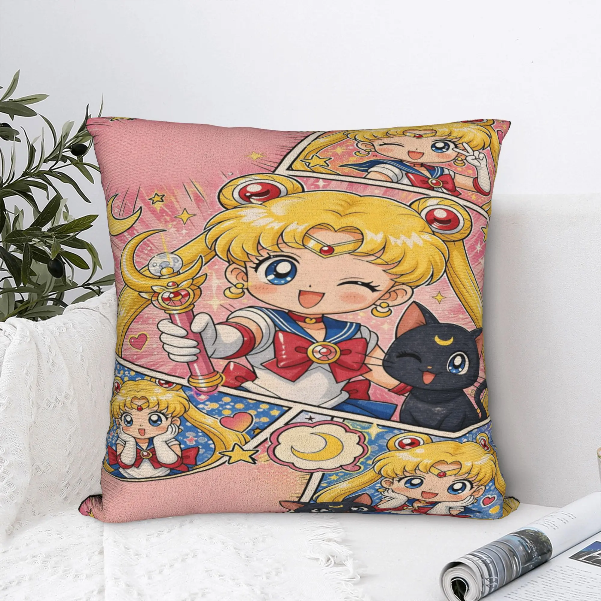 Pillow Case S-Sailor Moons Soft  Pillow Cover For Sofa Home Decoration Cute Funny Pillowcases