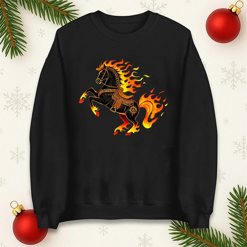 

Horse Christmas Sweatshirt Hoodie Steed Graphic Sweatshirt Funny Horse Sweater Women Clothing Men's Hoodie Steed Jumper