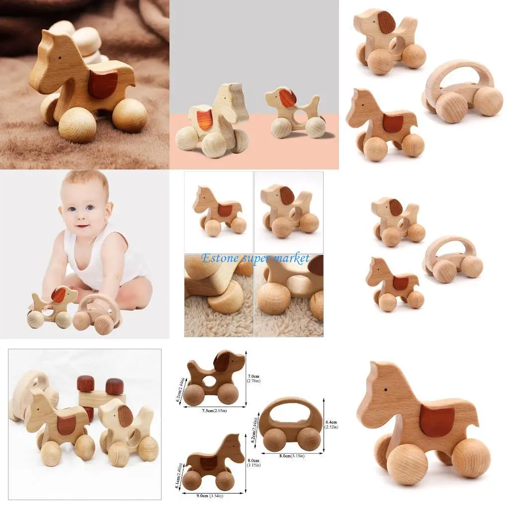 

090B 1 шт. деревянный щенок/для пони/буковый автомобиль из органического бука деревянный автомобиль для детей