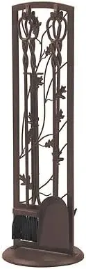 Fireplace Tool Set 5 Piece, Oak Leaf 30, Colonial Brown