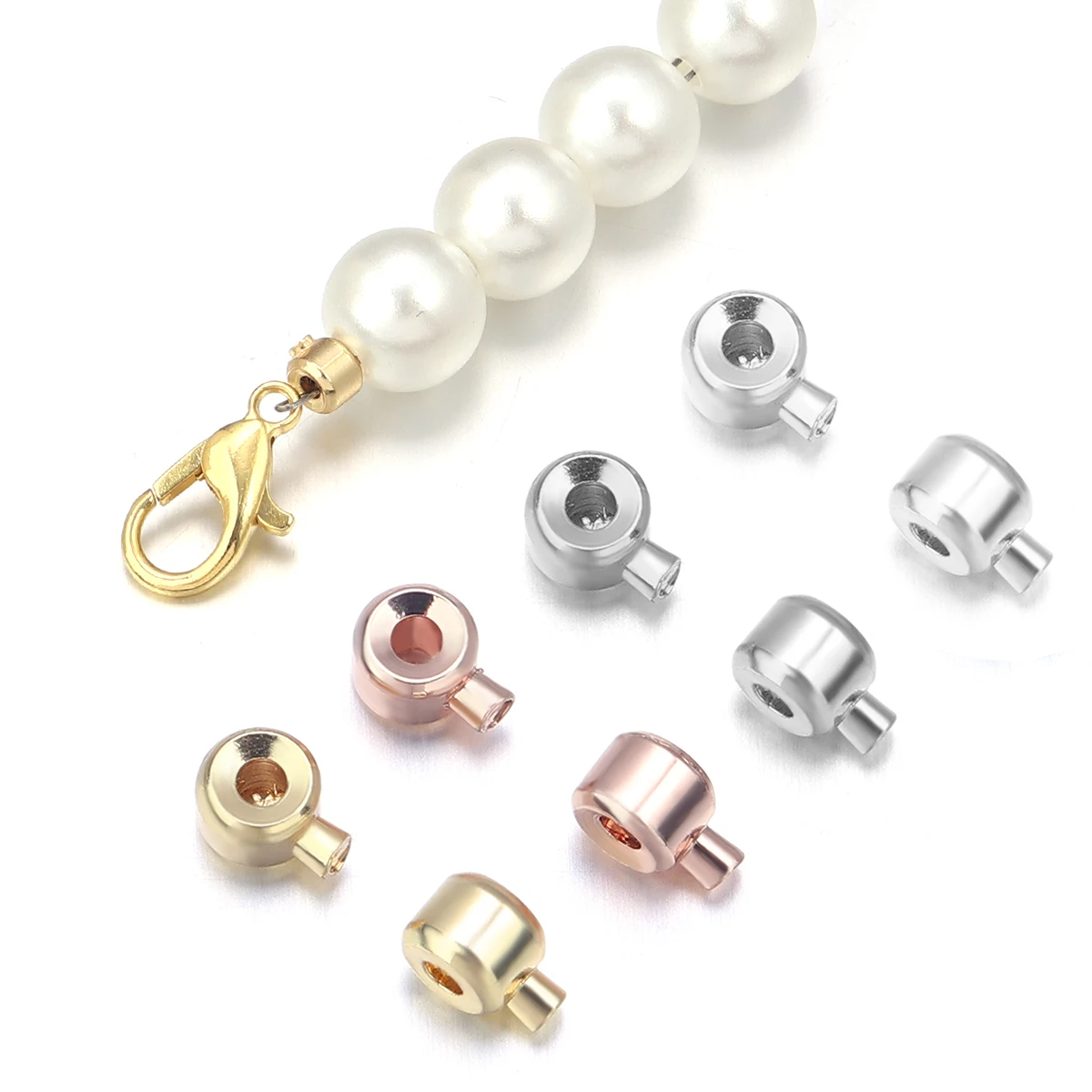 10 Stück Kupfer Quetschperlen Positionierung Schnalle Rondelle Stopper Spacer Perlen Endverschlüsse für Schmuckherstellung DIY Halskette Armbänder