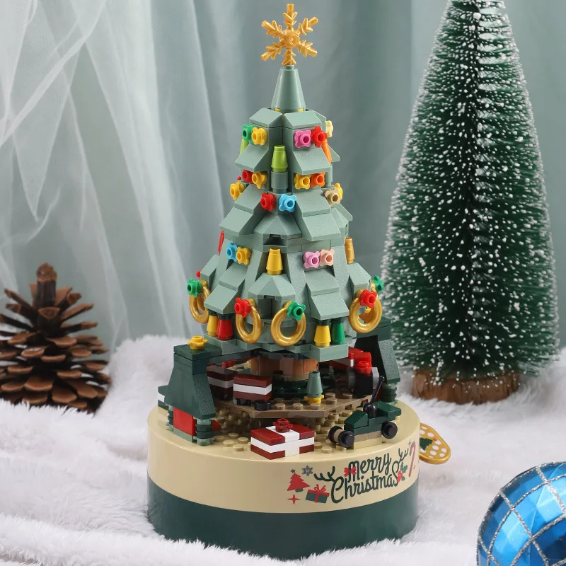 Christmas Tree Music Box Building Block Set 360Pcs Creative Christmas Tree Building Toy Suitable for Boys, Girls, and Adults Christmas Decoration Building Block Kit Great Gift Choice