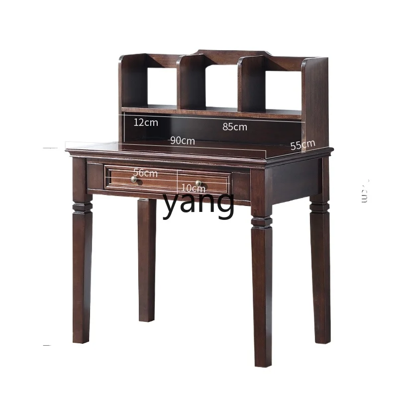 

Lmm all solid wood desk bookshelf combination bedroom writing desk household small apartment computer desk