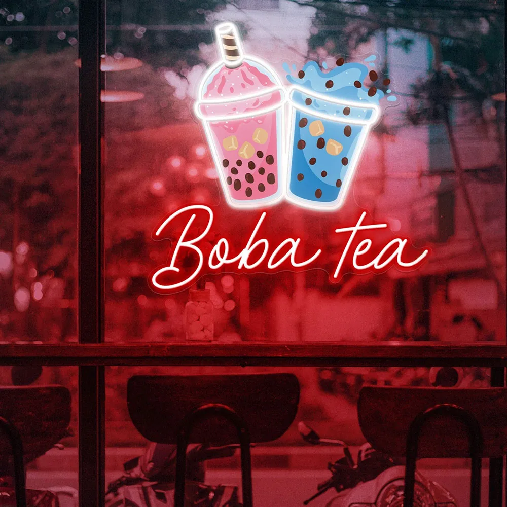 Boba Tea Acrylic Led Sign Wall Art Handmade Bubble Tea Store Decoration Neon Sign Custom Coffee Shop Drink Bar Decor Neon Light