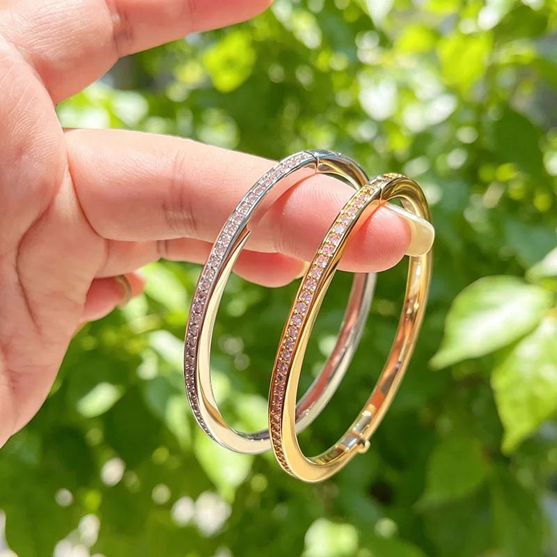 Women's Luxury Cubic Zirconia Tennis Bangle Design Classic Square Jewelry For Party Wedding Top Quality New Brand