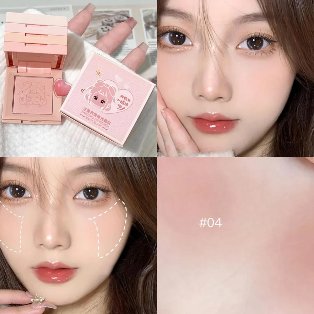 New Blush Palette Cream Blush Palette for Cheeks Embossed Emotion Blush Natural Cheek Contour Tint Peach Pink Face Blusher