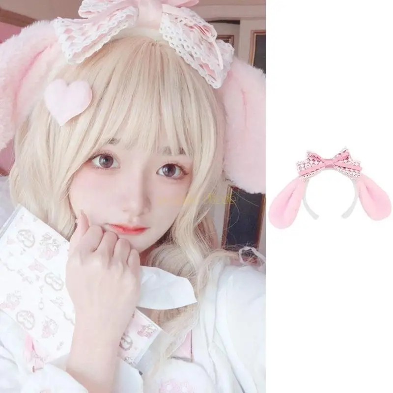 31BF 성인 어린이 귀여운 만화 멜로디 귀 모양의 머리띠 플러시 헤어 후프 메이크업 사진 촬영 크리스마스 파티 헤드 피스