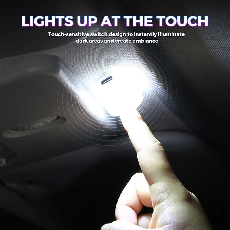 مصباح داخلي LED بمستشعر اتصال USB ، مصباح سقف السيارة ، ضوء القراءة ، ديكورات السيارة ، إضاءة السقف ، 1 *