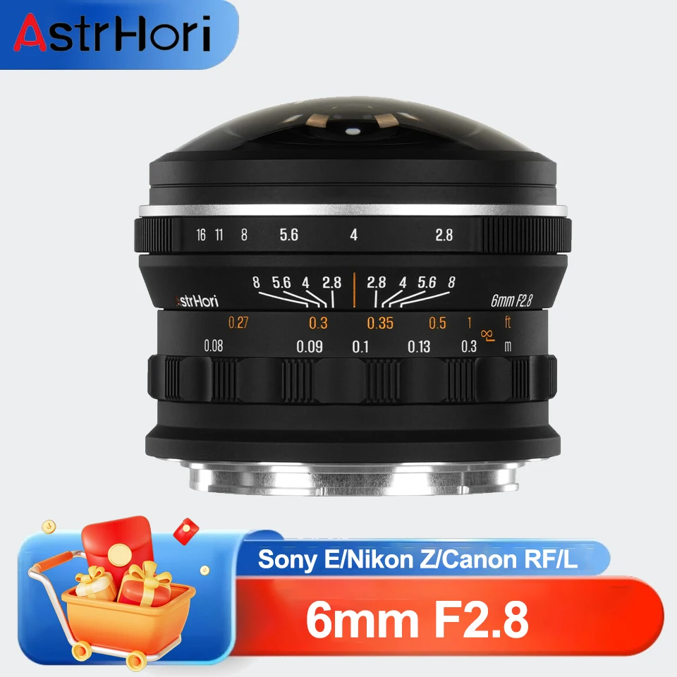 

AstrHori Full Frame 6mm F2.8 Fisheye Lens Ultra Wide Angle Manual Focus Prime Lens for Street Lanscape Portrait Photography