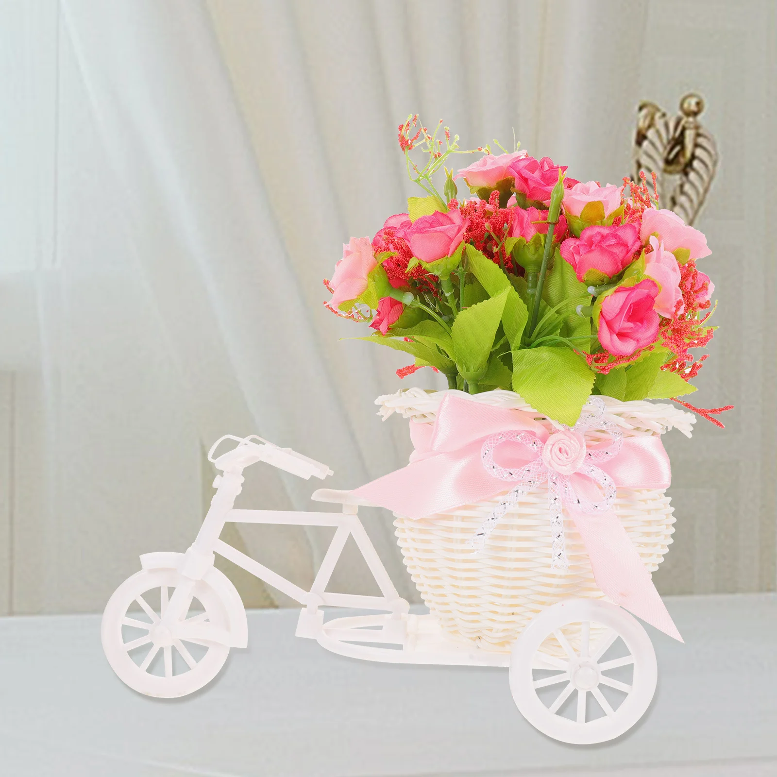 

Bicycle Artificial Flower Basket Decorative Simulation Flower Ornament for Home Office Garden Decor Garden Decor
