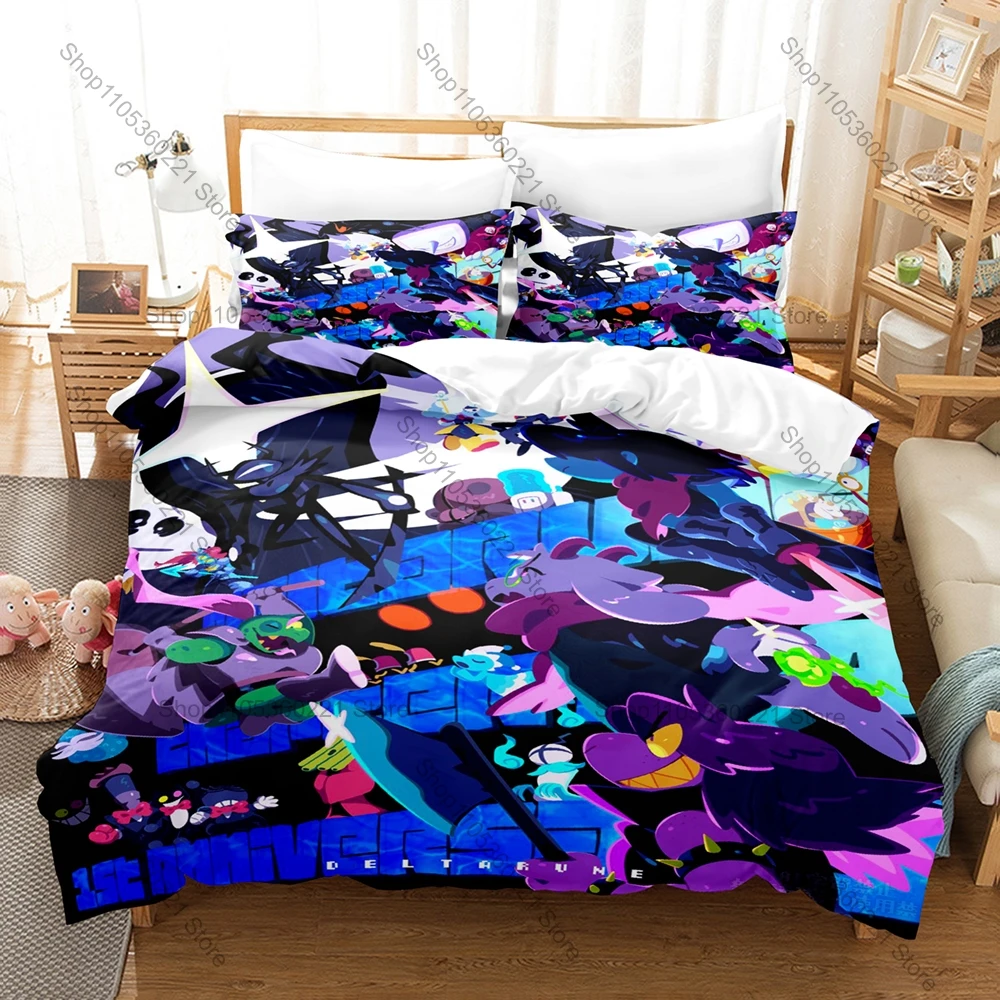 Cool Soft Microfiber Deltarune Themed 3PCS Bedding 1 Duvet Cover + 2 Pillowcases Envelope Pillow Covers All Season Use