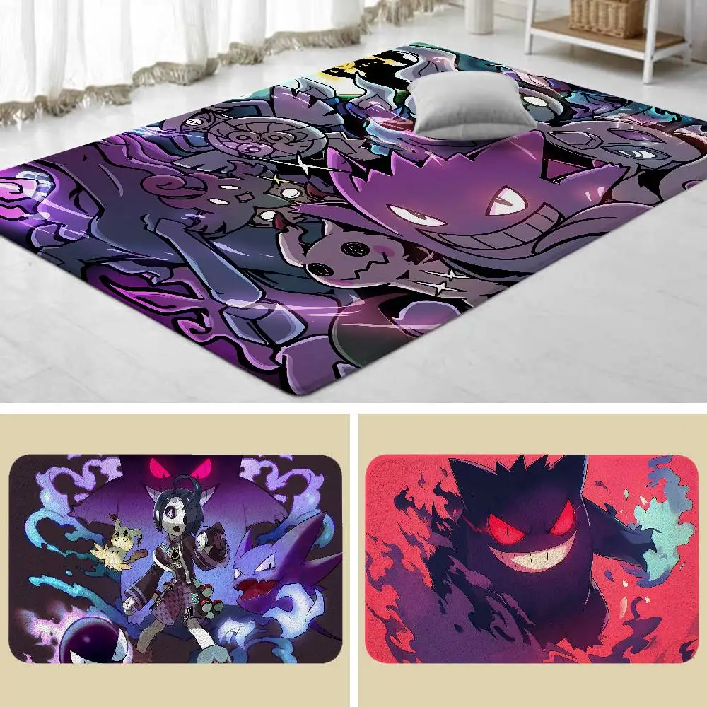 P-Pokemons-G-Gengar Floor Mats Home Laundry Rug Carpet For Living Room Decor Lounge Area Anti-slip Foot Mat Entrance Doormat