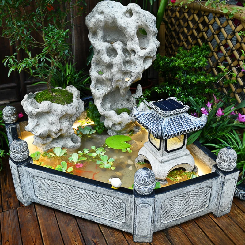 

Courtyard landscaping arrangement Taihu stone courtyard flowing water ornament