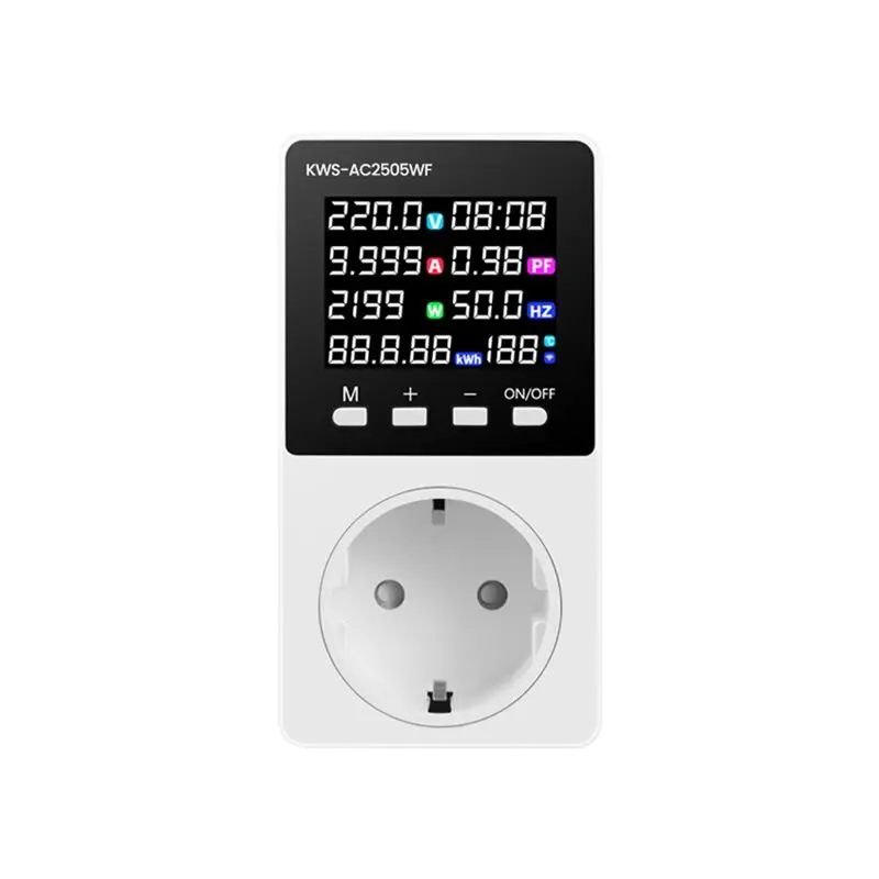 SOFT-Tuya WIFI Smart Power Meter Socket Electric Consumption Analyzer Current Voltage Wattage Kwh Test Energy Meter