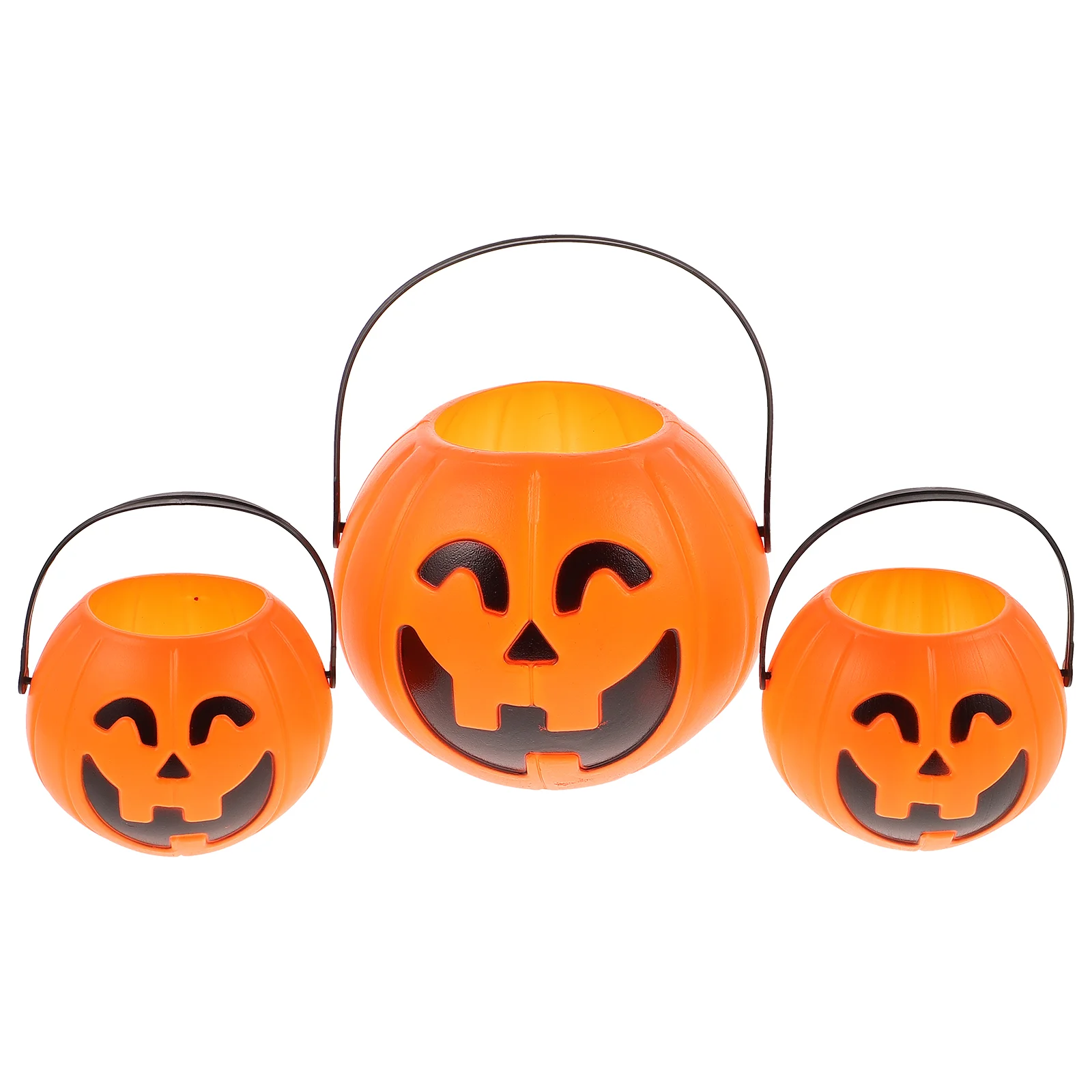 

3 Pcs Pumpkin Bucket Smiling Halloween Decor Mini Ornaments Pendant Candy Barrel