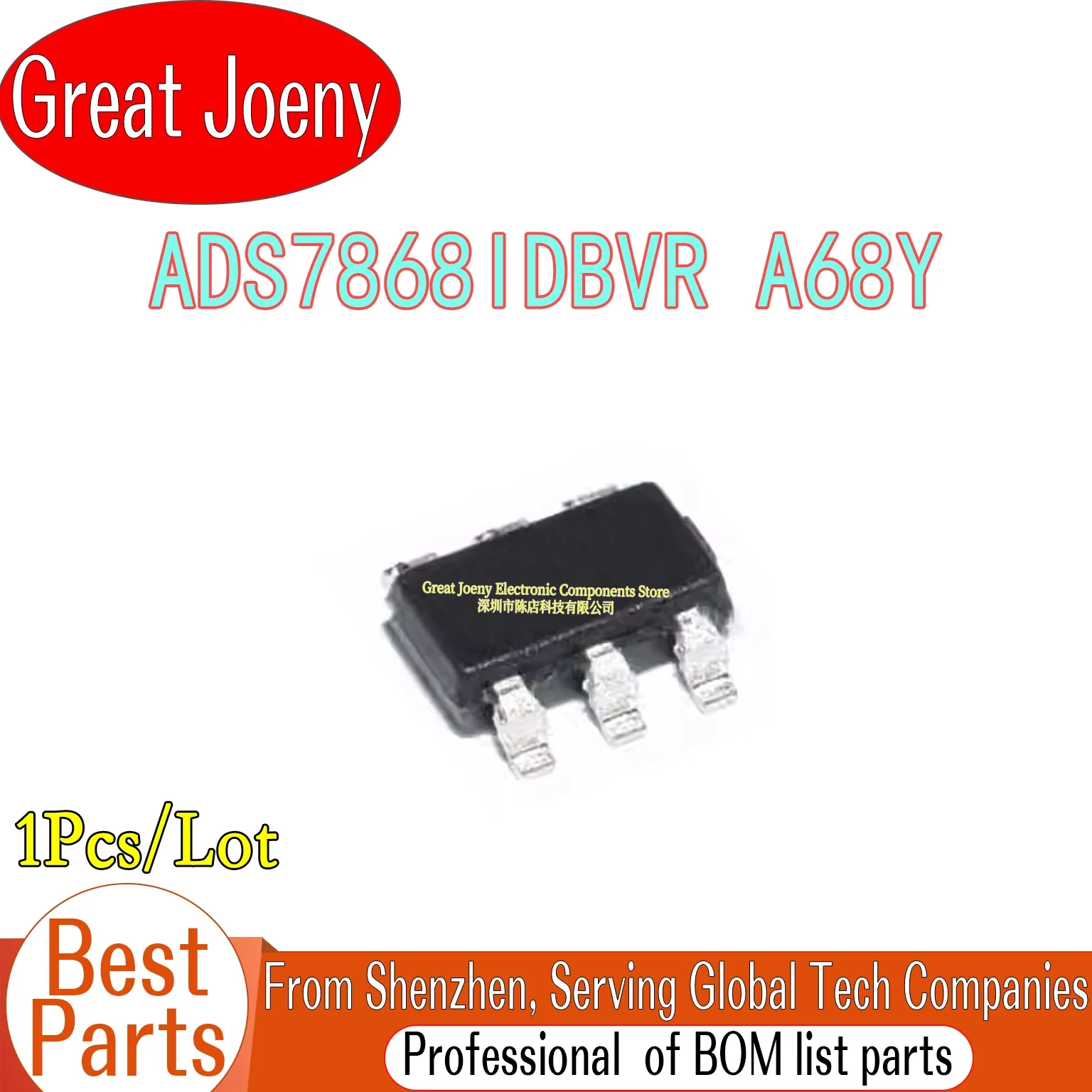 100% New Original ADS7868IDBVR A68Y IC Chipset SOT-23-6 Bulk Best Price