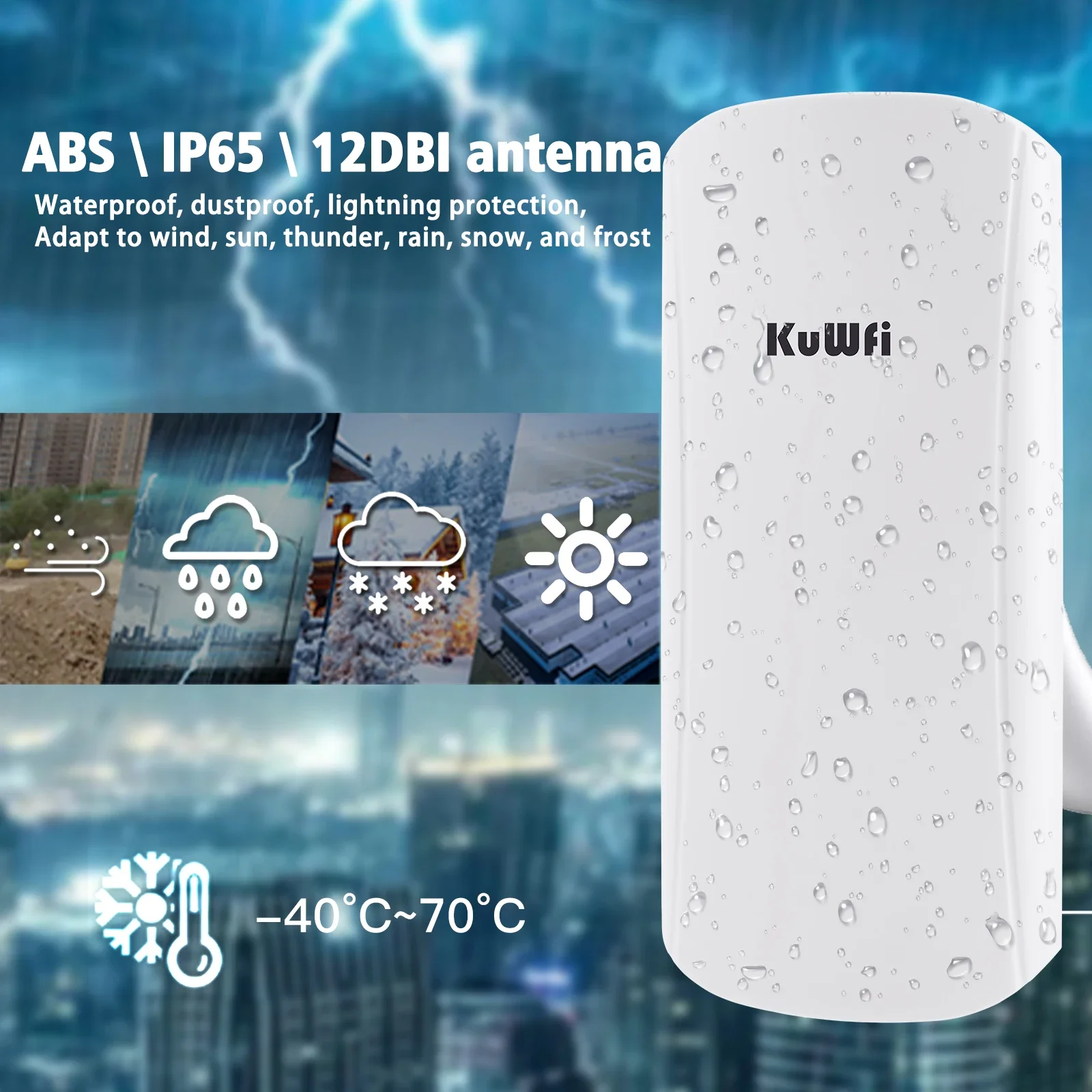 Imagem -06 - Kuwfi 5.8g 450mbps Ponte Cpe Externa 12km Ponto de Acesso de Longo Alcance Repetidor Wifi Antena 12dbi Amplificador de Sinal Wifi 24v Poe