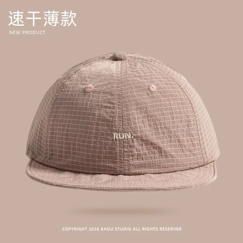 Neue, schlichte, mit Buchstaben bestickte, schnell trocknende Baseballkappen mit weichem Rand und Gittermuster für Männer und Frauen, Sommer, leicht, atmungsaktiv, Camping- und Wanderhut – Detail 9