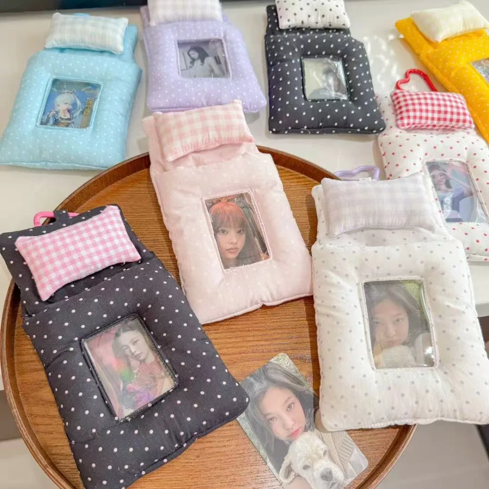 Creative Design Chill Lazy Style Fabric Pillow 3 Inch Photocard Holder Polaroid Display Case for Fan Kpop Keychain Pendant Bag