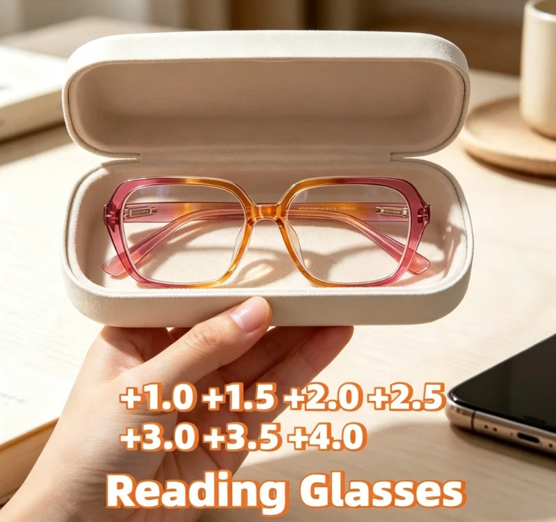 Stylish Reading Glasses Rainbow Gradient Color-blocking Oversized Frame Blue Light Blocking+1.0 To +4.0 Diopters for Unisex