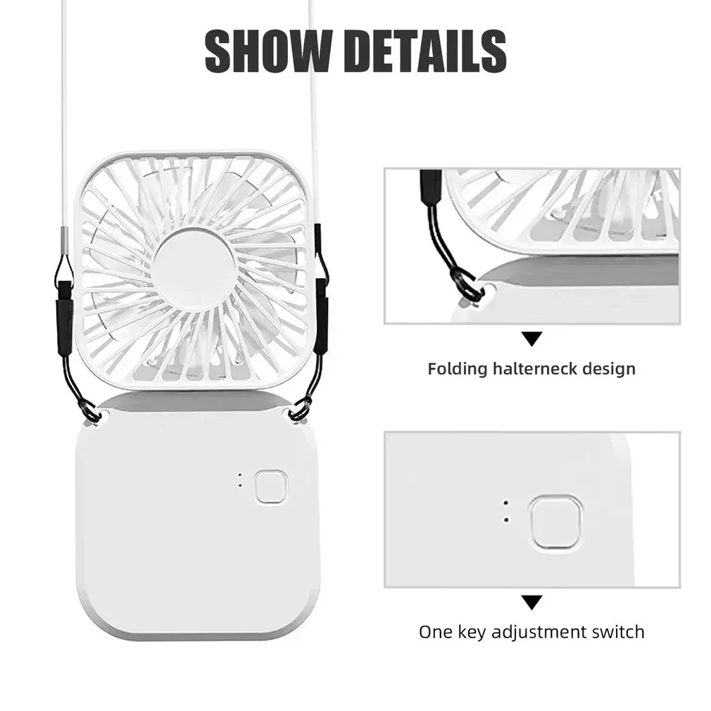 NEW Mini Hanging Neck Fans Portable Folding USB Fans Mute Power Bank Portable Handheld Desktop Multi Function