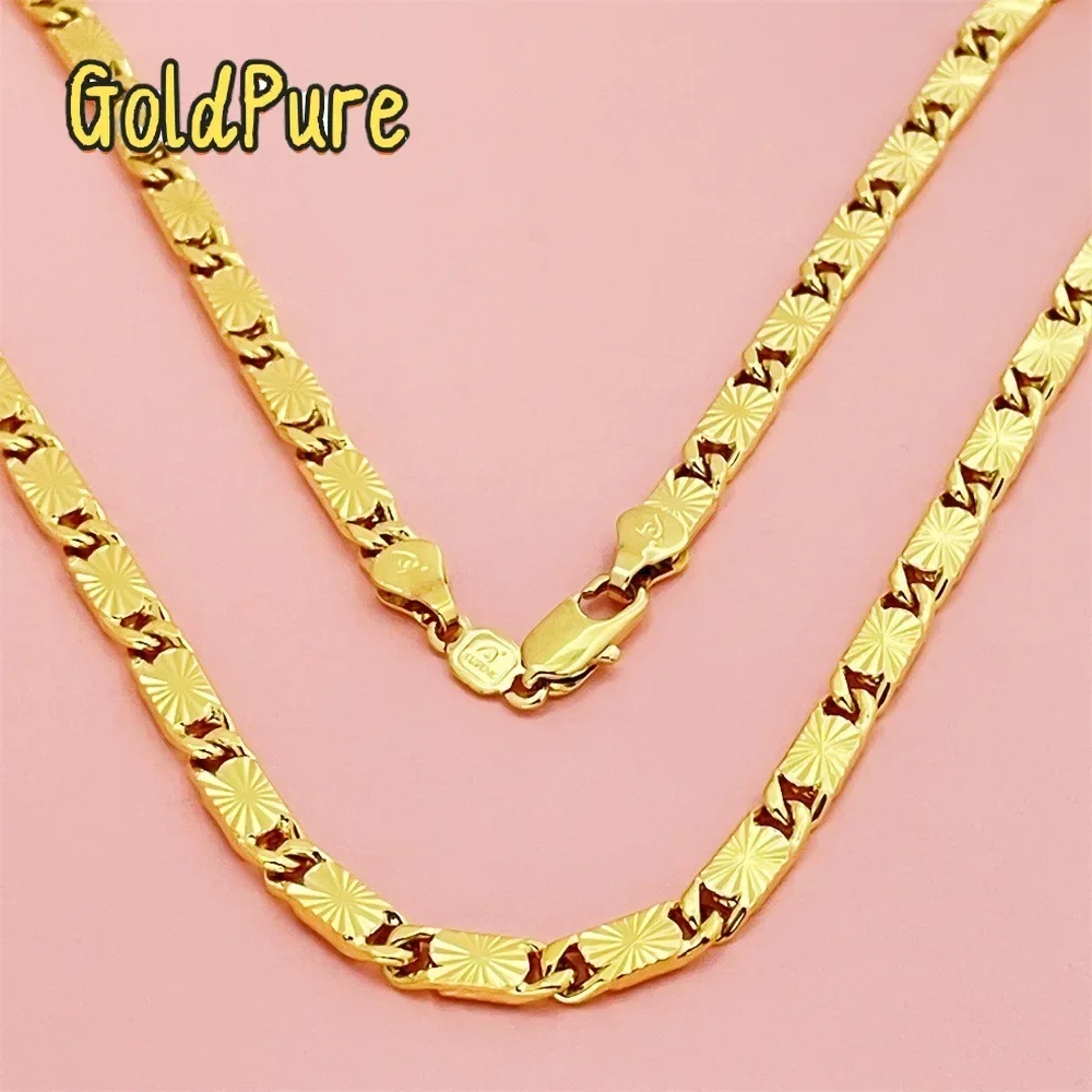 

Goldpure Luxury 24K 9999 Pure Gold real gold Men's and women's 4MM meter necklace 50CM necklace