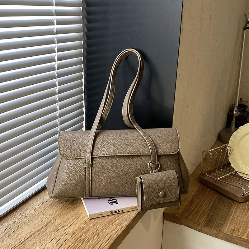 2026 New Vintage Litchi PU Shoulder Bag Ladies Detachable Mini Pouch Handheld Fashion Casual Daily Underarm Bag Sense of Luxury