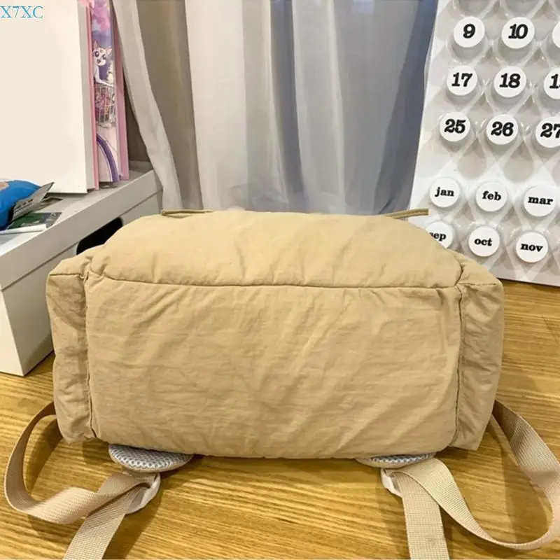X7XC Korean School Bag Aesthetic Backpack Nylon Laptop Bags for Teenagers Large Capacity Daypack Casual Book Bag