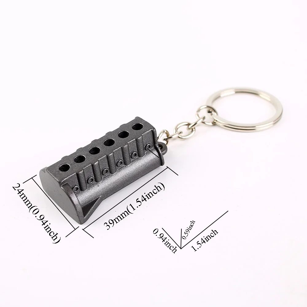 3D Shaped Metal 4 6 Four Six Racing Cylinder Engine Body Keychain Keyring Key Chain Ring Keyfob Pendent Car Auto