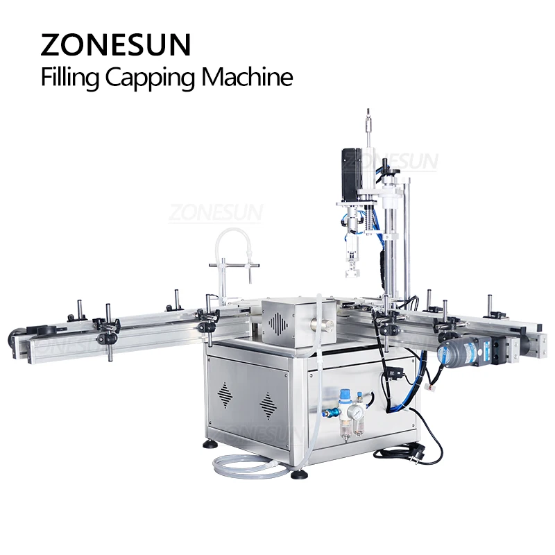 ZONESUN ZS-AFC1S riempimento automatico tappatrice Spray contagocce tappo bottiglia vite giradischi trasportatore piccola linea di produzione