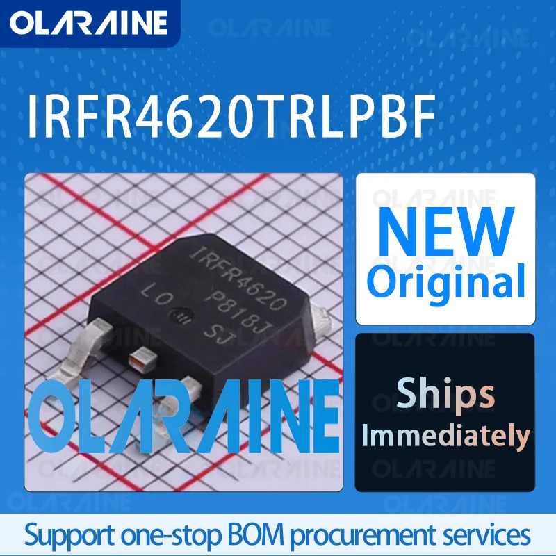 

5/10/100Pcs IRFR4620TRLPBF DPAK-3 (TO-252-3) original ic chip MOSFET RoHS N-Channel 1 Channel Vds- 200 V Id-24 A