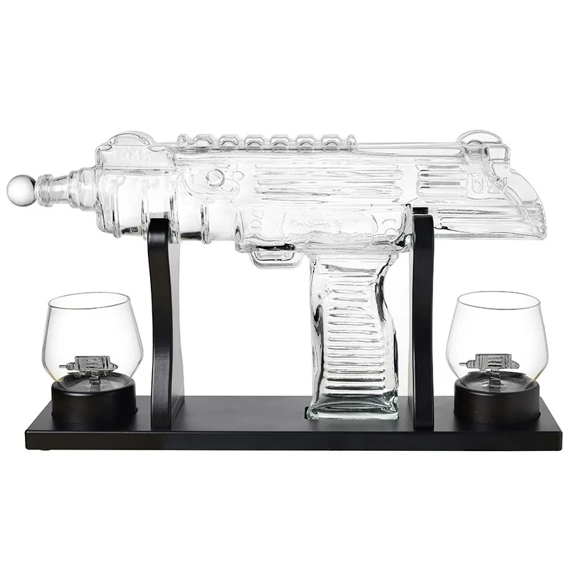 Uzi Submachine Gun Shape Wine Decanter, Wine Container Glass Bottle, Drinking Vessel, Quick Decanter