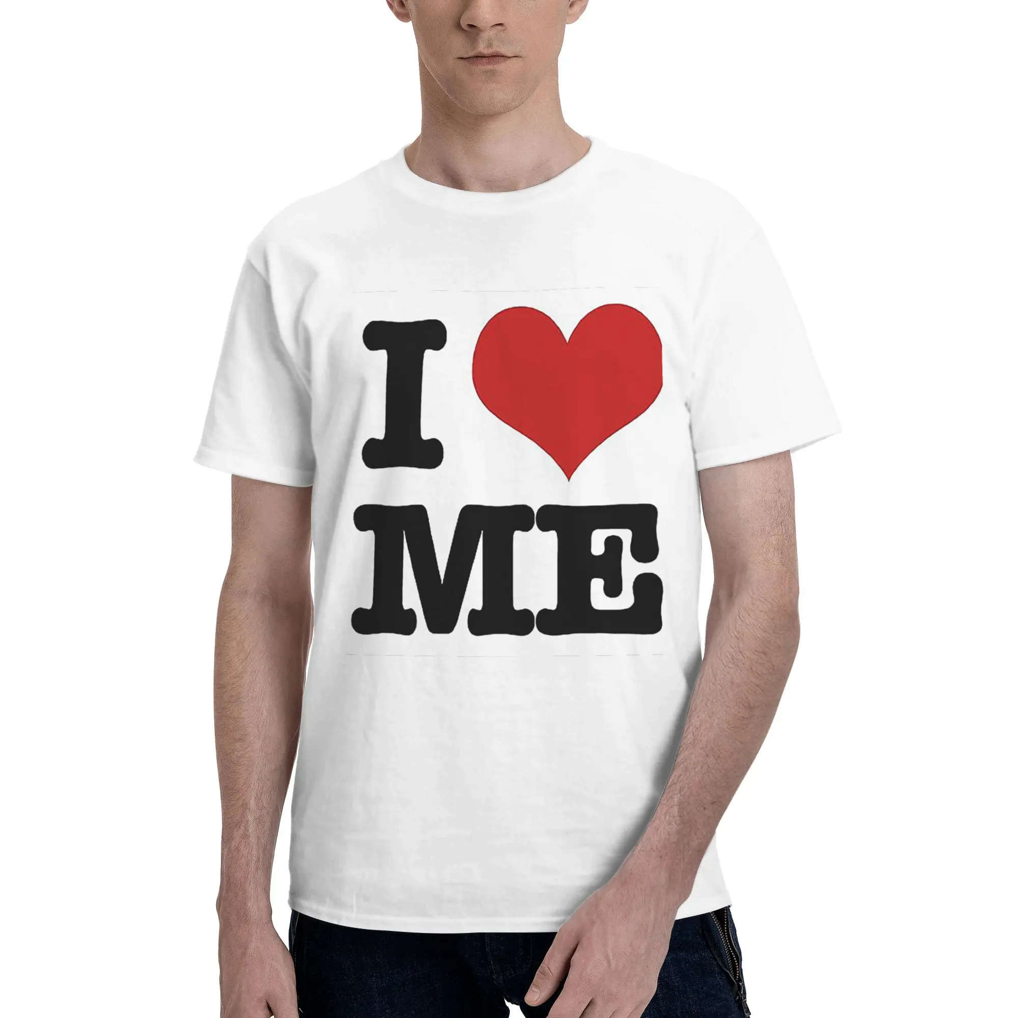 

Футболка I love Me из 100% хлопка, мужские забавные футболки, мужские футболки с круглым вырезом и коротким рукавом, S-6XL