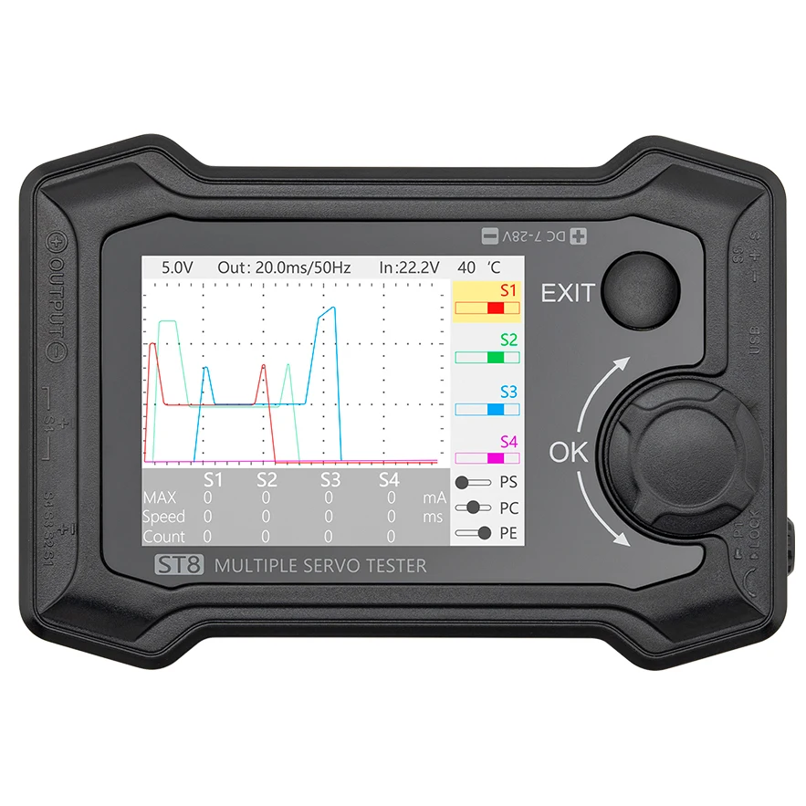 ToolkitRC ST8 Servo Umfassender Tester 2,4 TFT 7-28V 8-Kanal 4-Kanal Unabhängige Schnittstelle Modell Fernbedienung Spielzeugauto Flugzeug Ausrüstung Servo-Signal-Testgerät