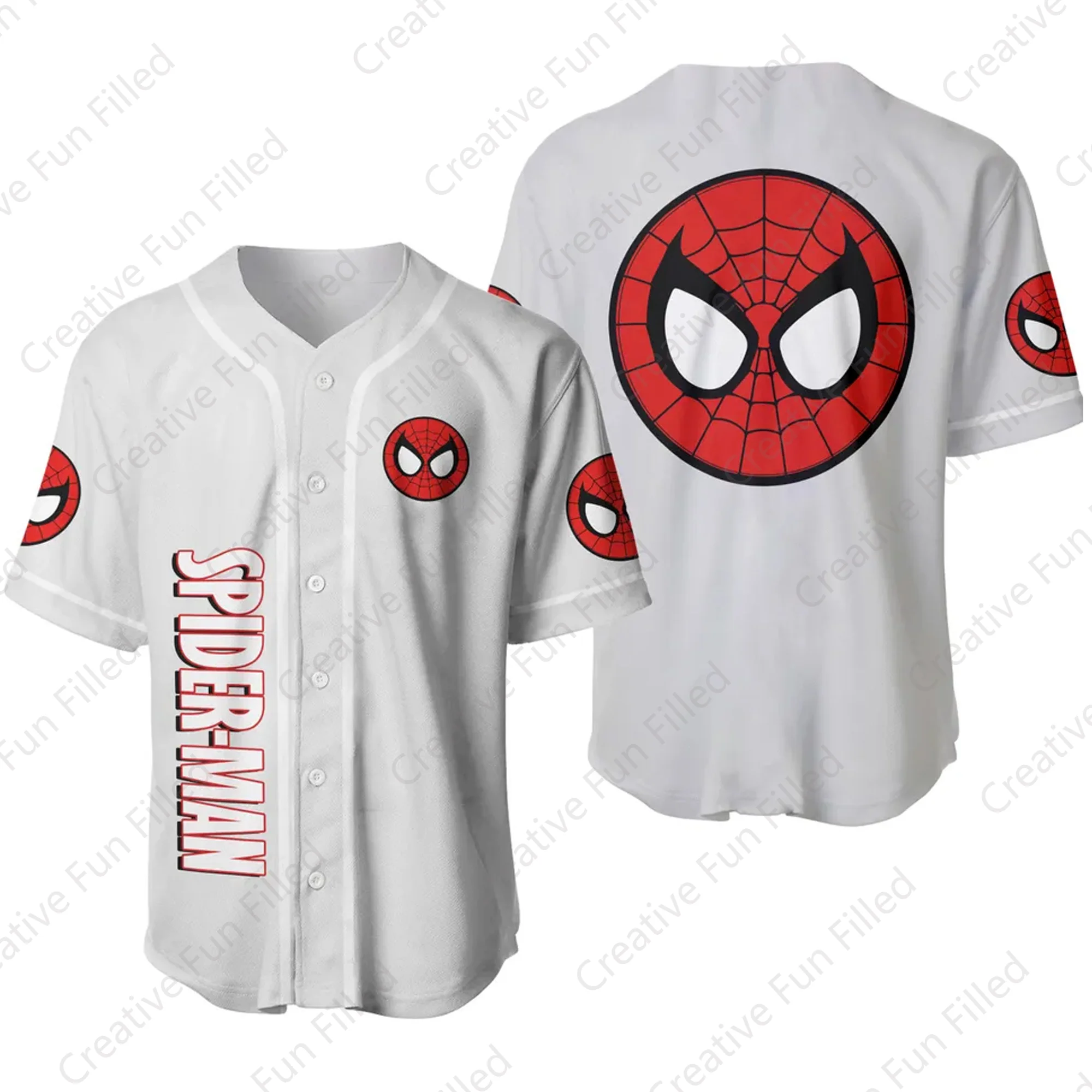 2024 New Arriavl Baseball Shirt Spider-Man Thin Coat Baseball Casual Vacation Sports Outfits Cute Oversized Jersey For Kid/Adult