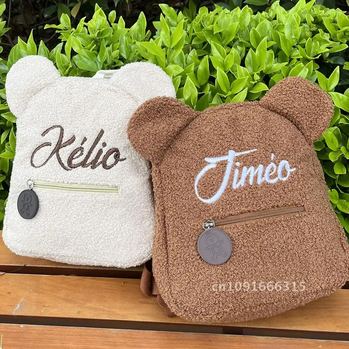 Personalised Mini Kawaii Bear Ear Backpack Embroidery Any NameTeens Kid Faux Fur Schoolbag Aesthetic Furry Sherpa Fleece Daypack