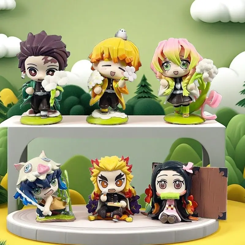 1-12pcs Anime Demon Slayer Blind Box Tanjiro Kamado Nezuko Cartoon Figure PVC Model Ornament Gift Box Christmas Halloween Gift