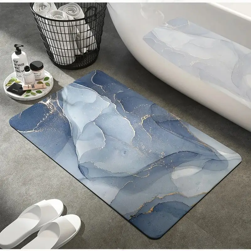 Marble Texture Bath Mat Super Absorbent Non Slip Luxury Bathroom Rug for Bedroom Home Decoration Porch Entrance Carpets Doormats