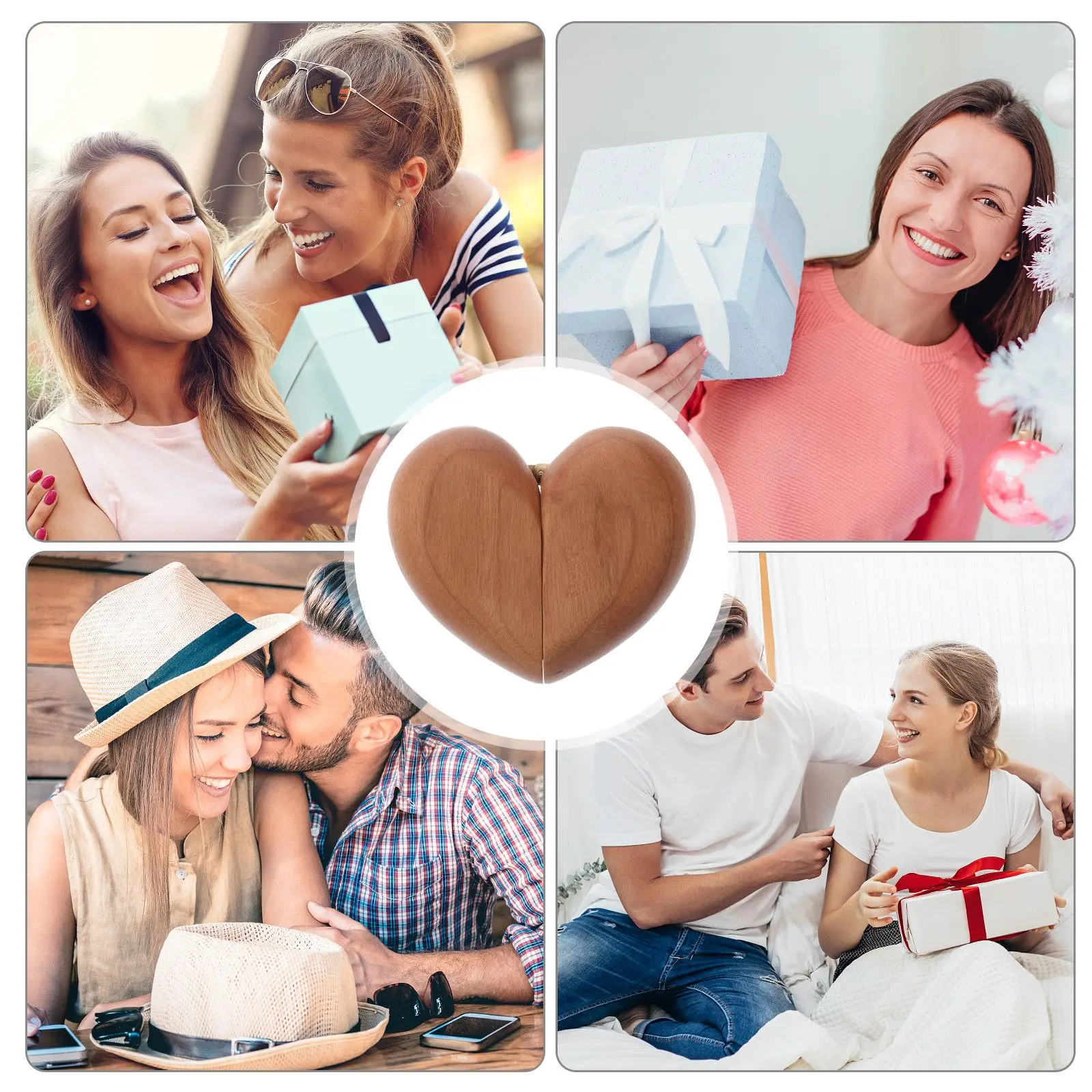 Proposal Ring Box Heart Shaped Wooden Case Wedding Rings Storage Jewelry Display Maple Scratch Proof Sturdy Quality Accessories