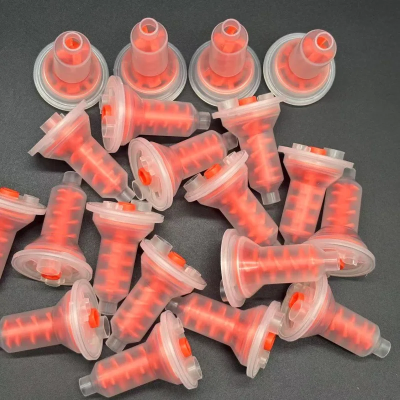 Dental Temporary Resin Mixing Tips, Pack of 25, Red Core Dynamic Mixing Applicator Tips, Oral Impression Material Mixing Tubes, Dental Silicone Rubber Disposable Mixing Applicator Needles