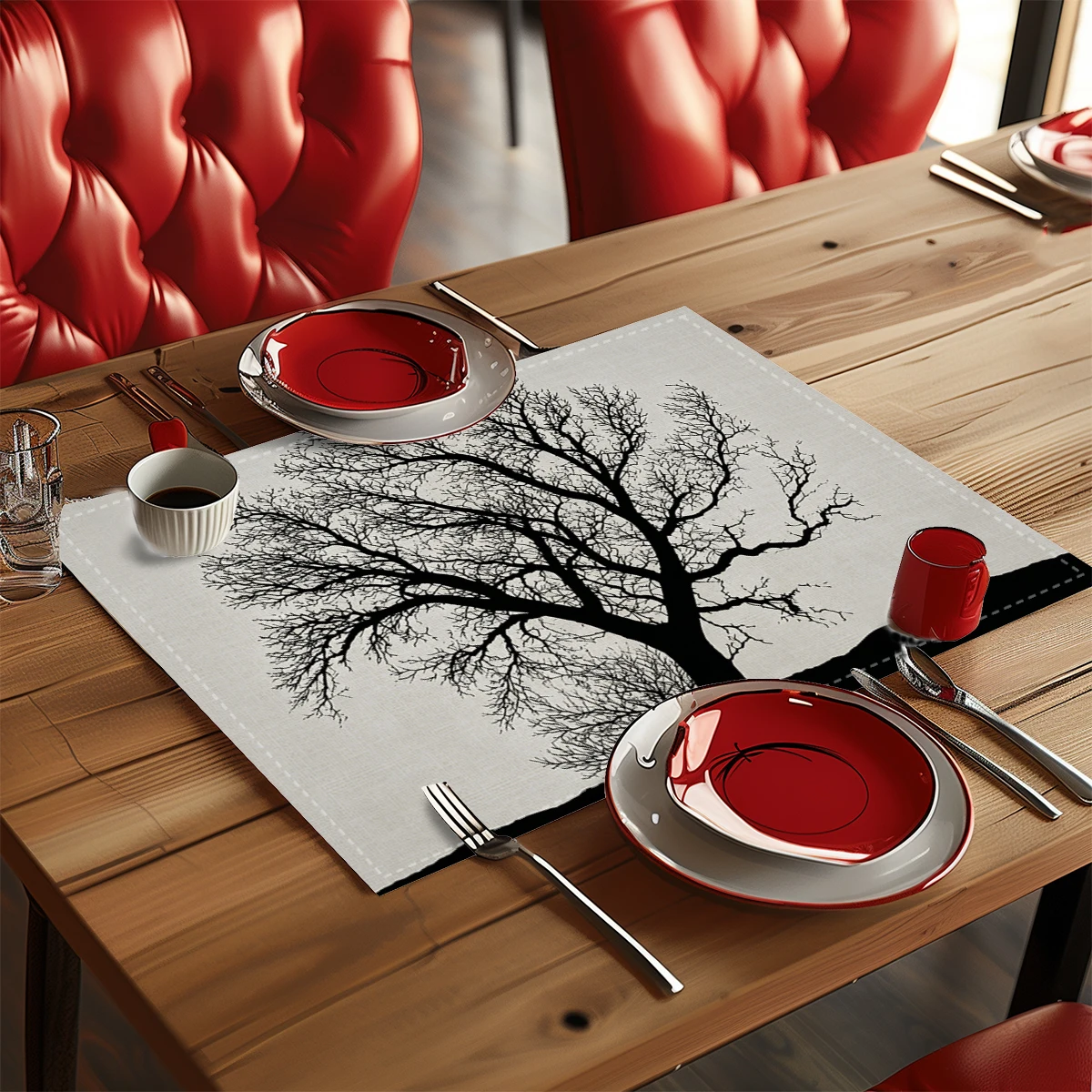Stylish Slogan Pattern Polyester Placemats - Set of 4, Decorative Table Mats for Dining Table, Ideal for Home & Restaurant Use
