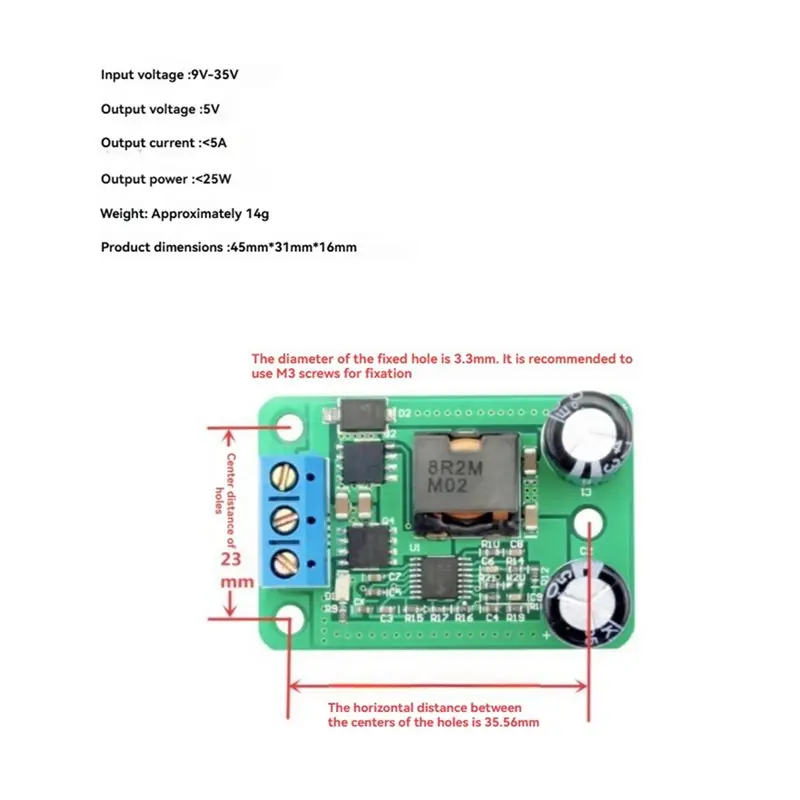 B76B DC-DC Step-Down Module 24V/12V to 5V/5A 25W Power Converter Synchronous Rectification 5PCS